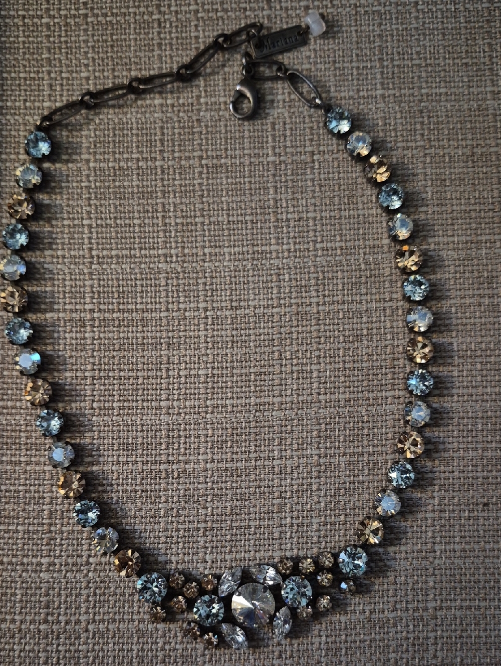 Mariana Light Blue and Gold Crystal Bib Necklace